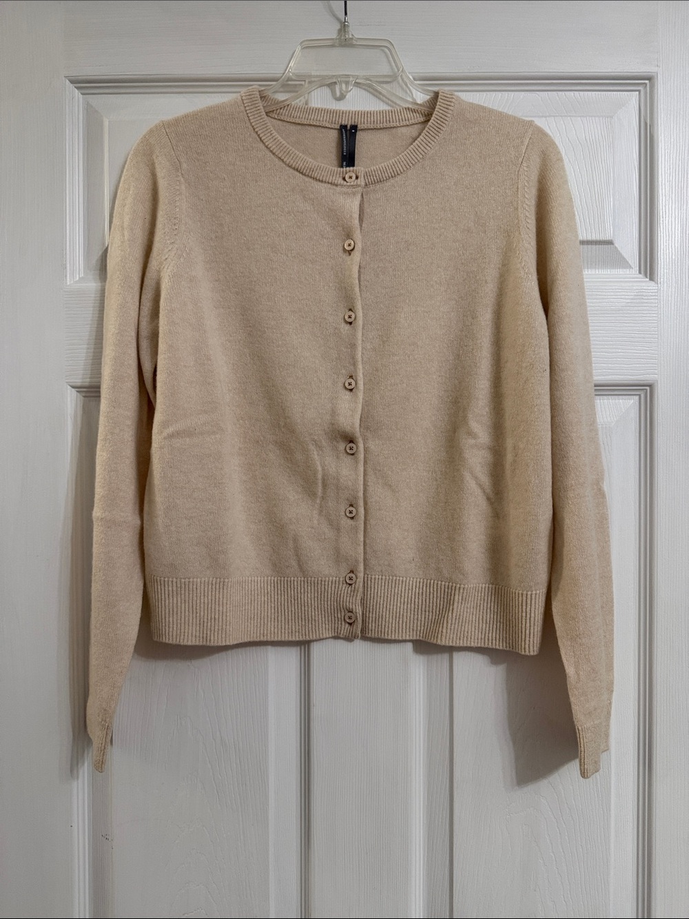Anthropologie Cream Button-Front Crewneck Cashmere Cardigan